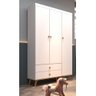 Guarda Roupa Infantil Retrô 3 Portas com Gavetas Lígia Branco Fosco com Bétula Carolina Baby - 1