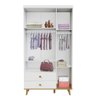 Guarda Roupa Infantil Retrô 3 Portas com Gavetas Lígia Branco Fosco com Bétula Carolina Baby - 2