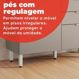 Balcão para Cozinha em MDP 2 Portas e 2 Gavetas Alba - 8