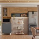 Ver imagem 1 de Kit Cozinha Compacta Modulada com 6 Portas Alba Cinza/Amendola/Grafito