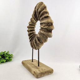 Escultura De Madeira 51x43x14cm Adorno Decoração - 4