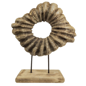 Escultura De Madeira 51x43x14cm Adorno Decoração
