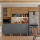 Ver imagem 1 de Cozinha Compacta Modulada com Balcão 3 Gavetas Alba Cinza/Amendola/Grafito