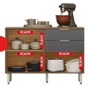 Ver imagem 7 de Cozinha Compacta Modulada com Balcão 3 Gavetas Alba Cinza/Amendola/Grafito