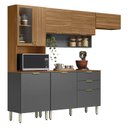 Ver imagem 2 de Cozinha Compacta Modulada com Balcão 3 Gavetas Alba Cinza/Amendola/Grafito