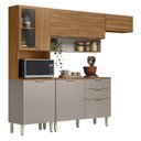 Ver imagem 2 de Cozinha Compacta Modulada com Balcão 3 Gavetas Alba Bege/Amêndola/Nude