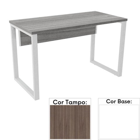 Mesa de Escritório Pé Tubular PE25 em MDP 150 x 70 cm Cor Walnut e Base Branca