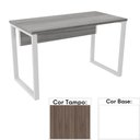 Ver imagem 1 de Mesa de Escritório Pé Tubular PE25 em MDP 150 x 70 cm Cor Walnut e Base Branca