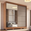 Ver imagem 1 de Guarda-Roupa 2 Portas de Correr 4 Gavetas com Espelho Pontal 100% MDF Marrom/Cedro/Duna