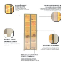 Sapateira 2 Portas Reflecta com Pés e Led 100% Mdf - 4