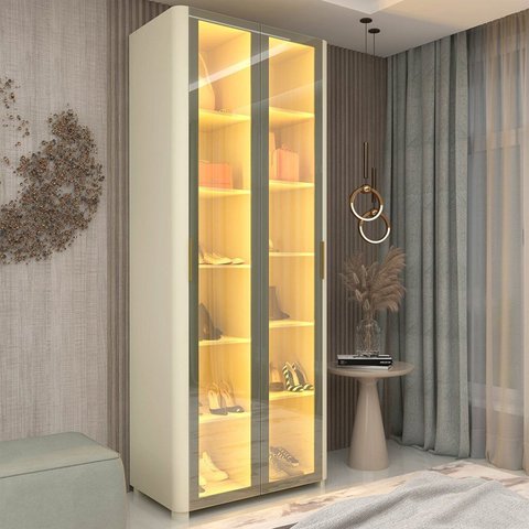 Sapateira 2 Portas Reflecta com Pés e Led 100% Mdf