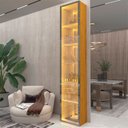Ver imagem 1 de Cristaleira 1 Porta Reflecta com Fita LED com Espelho Luminare 100% MDF Marrom/Marrome