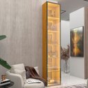 Ver imagem 5 de Cristaleira 1 Porta Reflecta com Fita LED com Espelho Luminare 100% MDF Marrom/Marrome