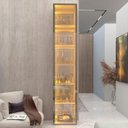 Ver mais imagens de Cristaleira 1 Porta Reflecta com Fita LED com Espelho Luminare 100% MDF Marrom/Marrome