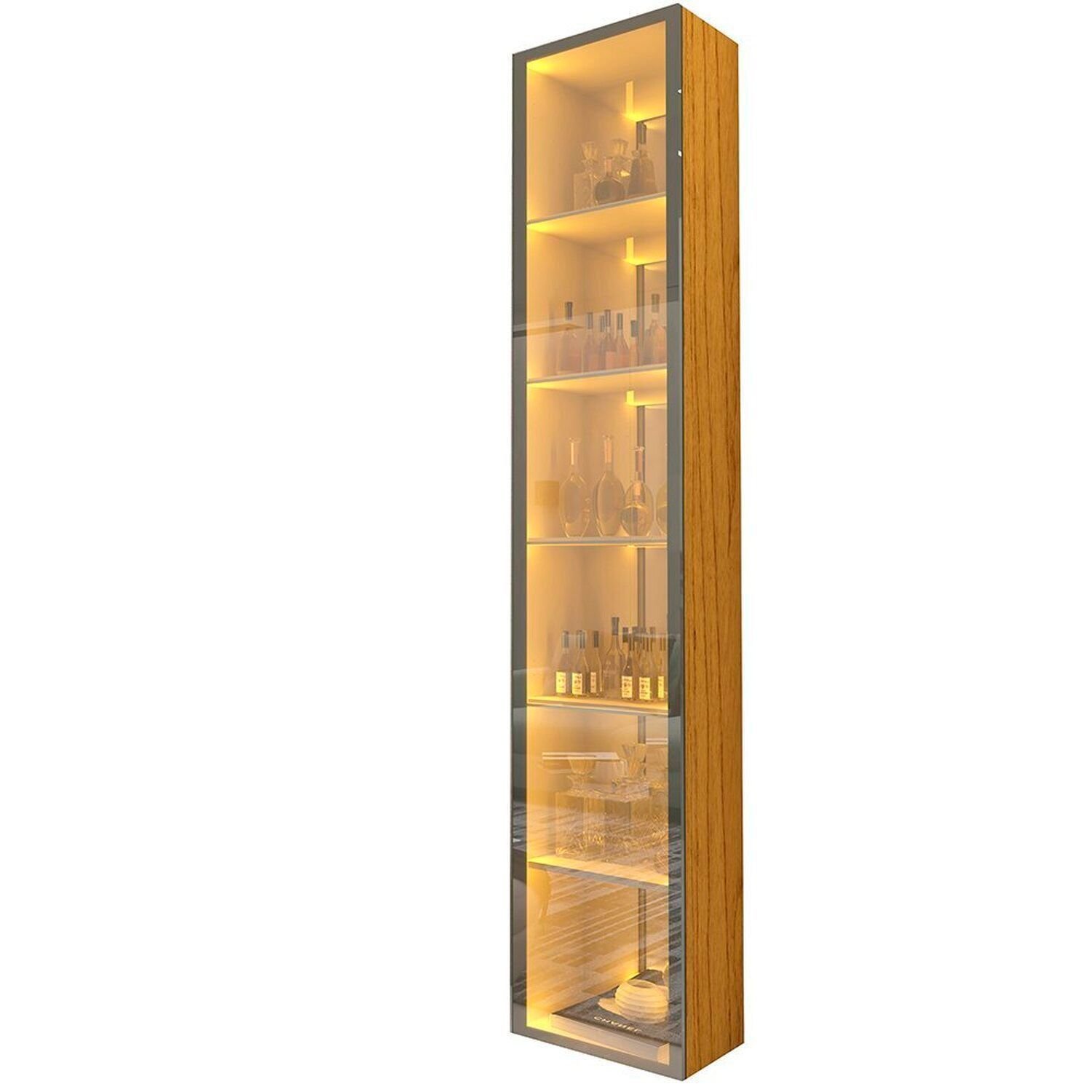 Cristaleira 1 Porta Reflecta com Fita Led com Espelho Luminare 100% Mdf - 2