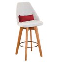 Ver imagem 5 de Kit 05 Banquetas Linho Bege E Almofada Sintético Vermelho