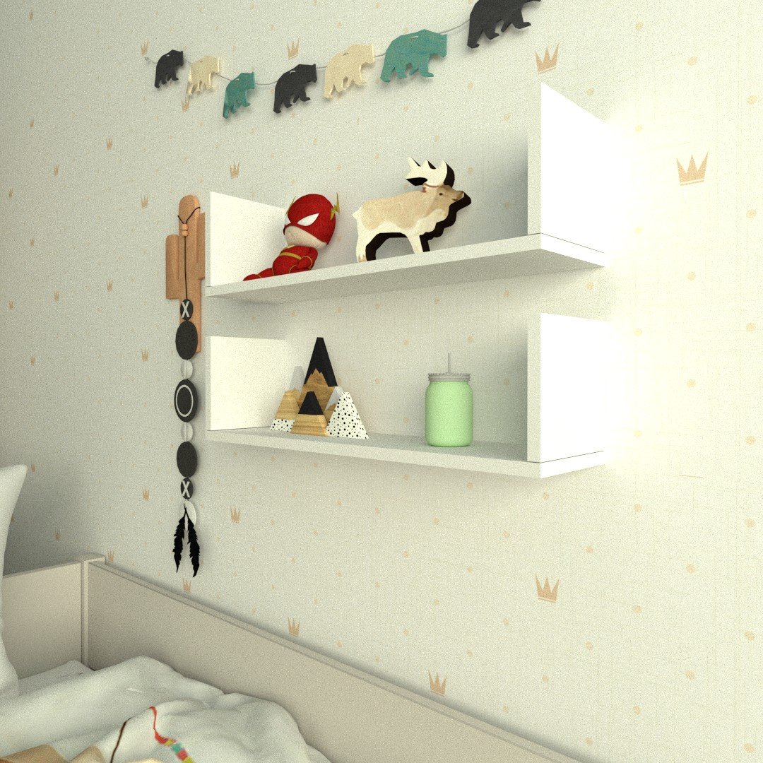 Par de Prateleiras Aba U- Branco Mdf -organizador Dormitorio Bebe Infantil Kids - 3