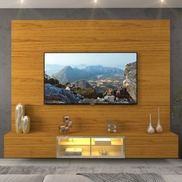 Estante para TV até 84 Polegadas 217cm com Porta Reflecta LED 100% MDF Luminare - 8
