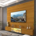 Ver imagem 1 de Estante para TV e Home Theater até 84 Polegadas 100% MDF com LED com Vidro Reflecta 217cm Luminare Marrom