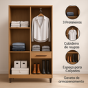 Ver imagem 3 de Guarda Roupa/Roupeiro Solteiro 5 Portas 1 Gaveta Laguna MDP