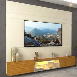 Estante para TV até 84 Polegadas 217cm com Porta Reflecta LED 100% MDF Luminare - 7