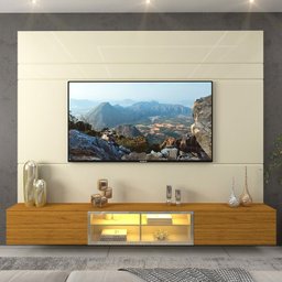 Estante para TV até 84 Polegadas 217cm com Porta Reflecta LED 100% MDF Luminare - 8
