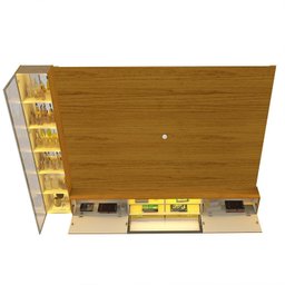 Estante para TV até 90 Polegadas 255cm com Porta Reflecta LED 100% MDF Luminare - 18