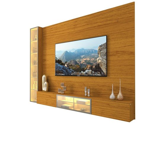 Estante para TV e Home Theater até 90 Polegadas com LED com Vidro Reflecta 100% MDF 255,2cmx217,6cm Porta Led Luminare