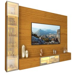 Estante para TV até 90 Polegadas 255cm com Porta Reflecta LED 100% MDF Luminare - 20