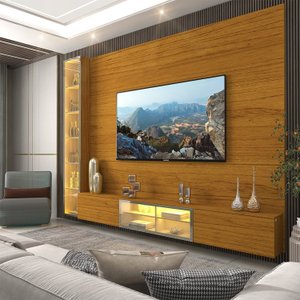 Estante para TV até 90 Polegadas 255cm com Porta Reflecta LED 100% MDF Luminare