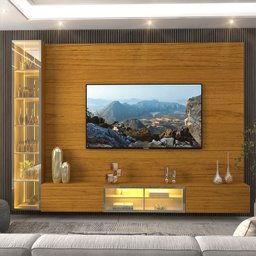 Estante para TV até 90 Polegadas 255cm com Porta Reflecta LED 100% MDF Luminare - 9