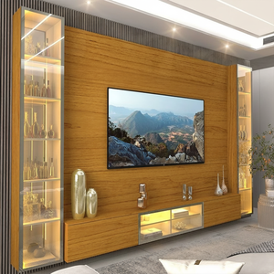 Estante para TV até 90 Polegadas 293cm com Porta Reflecta LED 100% MDF Luminare