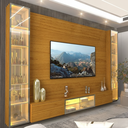 Ver imagem 1 de Estante para TV e Home Theater até 90 Polegadas 100% MDF com LED com Vidro Reflecta 293,4CMX217,6cm Luminare Yescasa Marrom