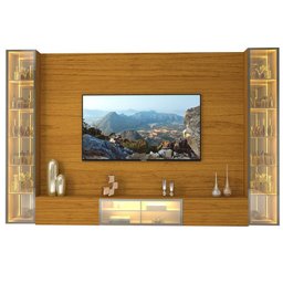 Estante para TV até 90 Polegadas 293cm com Porta Reflecta LED 100% MDF Luminare - 18