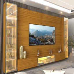 Estante para TV até 90 Polegadas 293cm com Porta Reflecta LED 100% MDF Luminare - 8