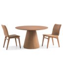 Ver imagem 5 de Mesa de Jantar Cone Redonda 136cm Madeira Maciça e Base Couríssimo Mira Marrom/Nogueira
