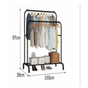 Ver imagem 5 de Arara Dupla para Roupas com Sapateira Prateleiras Cabideiro Portátil Organizador Metálico Luxo Preto