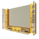 Ver imagem 5 de Estante para TV e Home Theater até 90 Polegadas 100% MDF com LED com Vidro Reflecta 293,4CMX217,6cm Porta LED Luminare Yescasa Bege