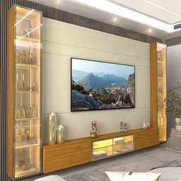 Estante para TV até 90 Polegadas 293cm com Porta Reflecta LED 100% MDF Luminare - 8