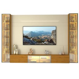 Estante para TV até 90 Polegadas 293cm com Porta Reflecta LED 100% MDF Luminare - 19
