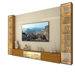 Estante para TV até 90 Polegadas 293cm com Porta Reflecta LED 100% MDF Luminare - 2