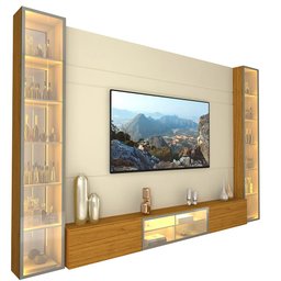 Estante para TV até 90 Polegadas 293cm com Porta Reflecta LED 100% MDF Luminare - 17