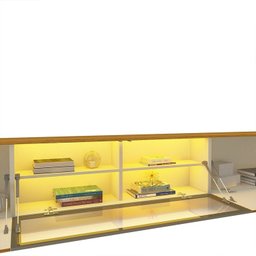 Estante para TV até 90 Polegadas 293cm com Porta Reflecta LED 100% MDF Luminare - 9
