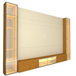 Estante para TV até 90 Polegadas 293cm com Porta Reflecta LED 100% MDF Luminare - 18
