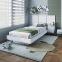 Ver imagem 1 de Cama Solteiro Suspensa com Cabeceira e Mesa de Apoio 80/90 Zurique Branco