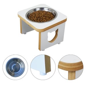 Comedouro Elevado Pet Gato Mdf Linha Básica - Branco