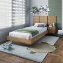 Ver imagem 1 de Cama Solteiro Suspensa com Cabeceira e Mesa de Apoio 80/90 Zurique Marrom/Mel