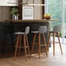 Kit 3 Banquetas Linea Base Madeira Cozinha Bar Bancada Alta:cinza/cobre - 1