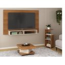 Ver imagem 1 de Conjunto Sala de Estar Painel e Mesa de Centro e Mesa de Apoio Flash Marrom