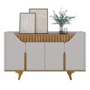Ver imagem 7 de Aparador Buffet 4 Portas MDF Ripado Real Pés de Madeira Maciça Tâmisa Cinza/Off-White/Cinamomo
